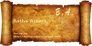 Batha Albert névjegykártya